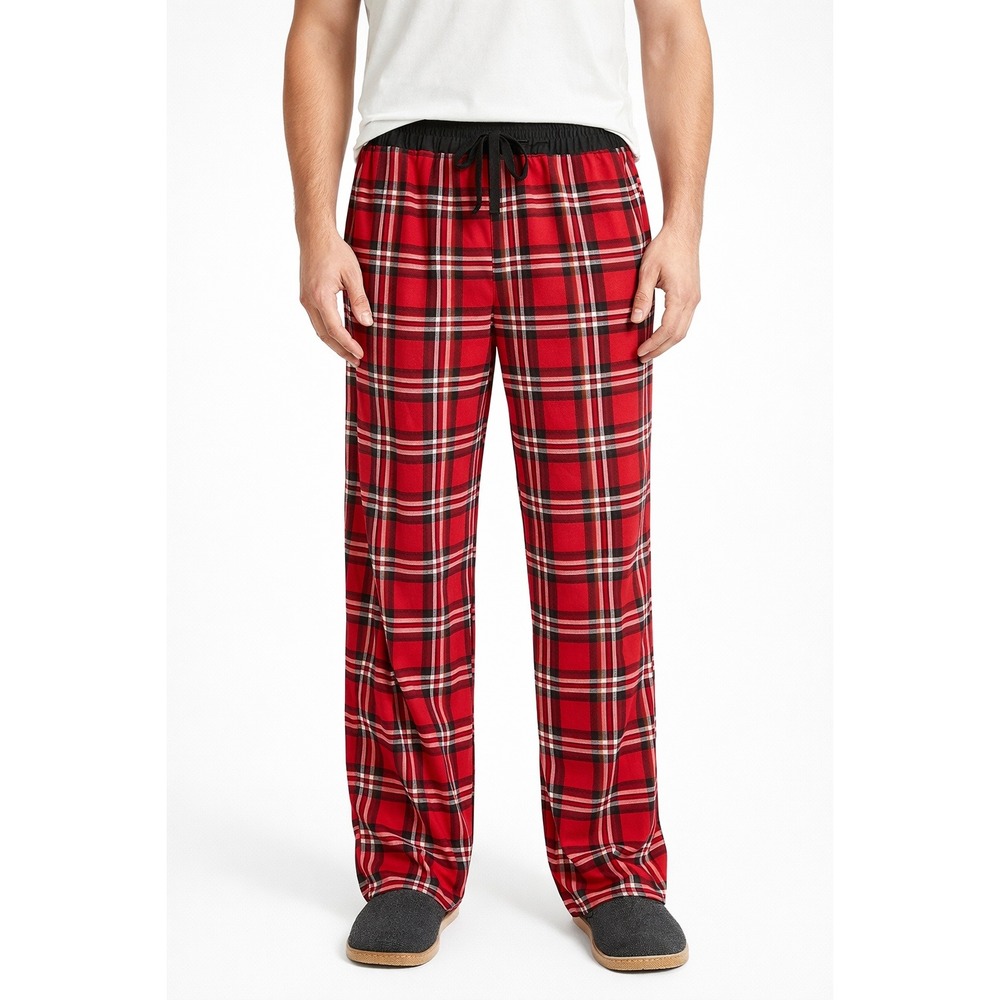 Nautica Pajama Pants Mens‎ Cozy Fleece Red Plaid Lounge Large NEW